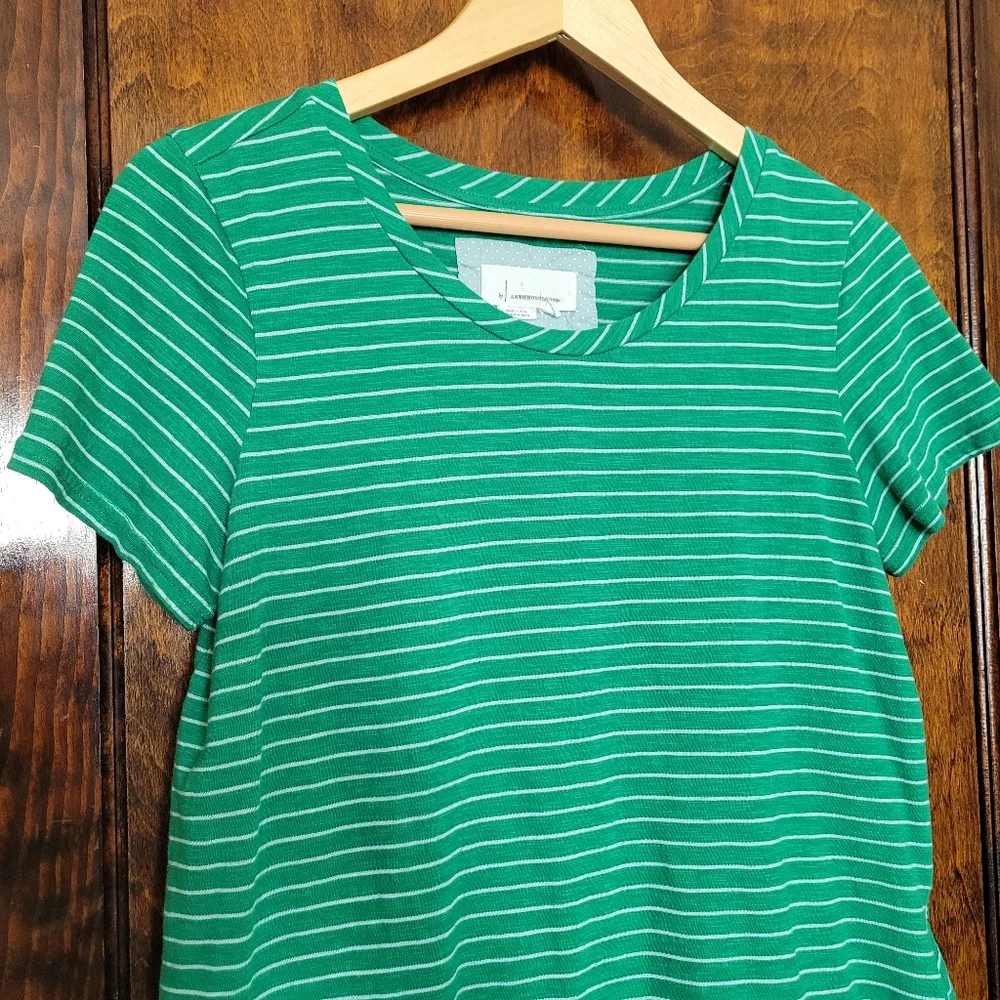 Anthropologie Dopamine Green Cotton Blend Tiered Ruffle Tee Shirt SIZE Medium - Picture 3 of 7